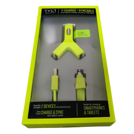 Kit Chargeur allume-cigare USB*2 + câble Micro USB 2.1A TYLT - Vert — Accessoire · Smarty Paris 18e